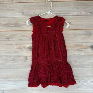 NWOT Catimini Girls Red Floral Ruffle Dress Size 10